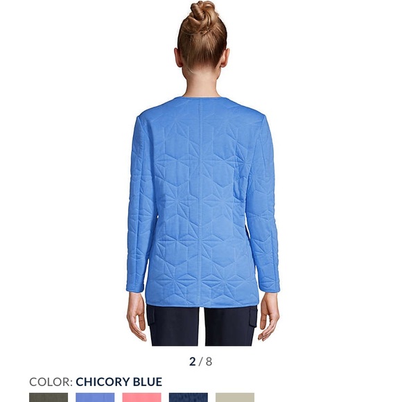 Lands’ End Bright Blue Quilted Insulated Jacket Snaps Barn Jacket - Picture 3 of 14